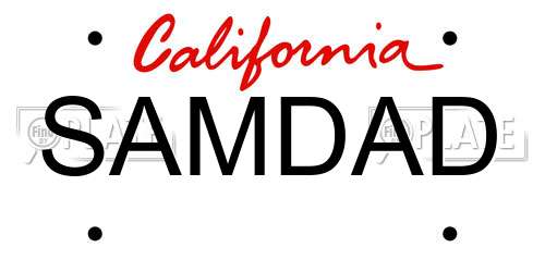 SAMDAD California License Plate