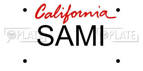 SAMI California License Plate