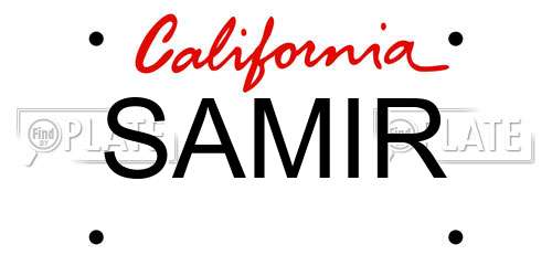 SAMIR California License Plate