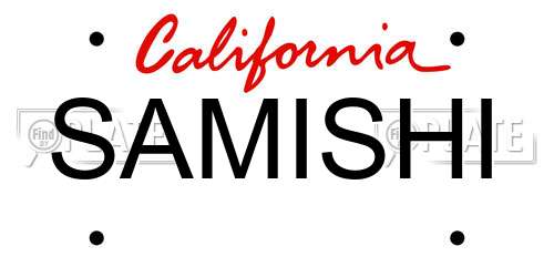 SAMISHI California License Plate