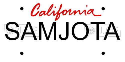 SAMJOTA California License Plate