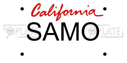 SAMO California License Plate