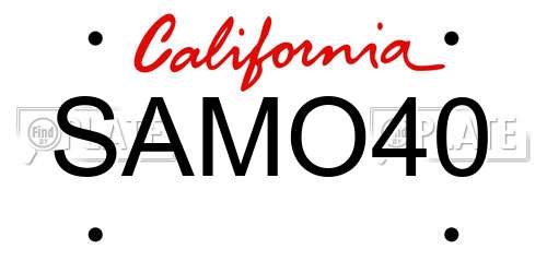 SAMO40 California License Plate