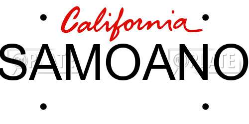 SAMOANO California License Plate