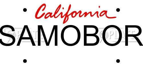 SAMOBOR California License Plate