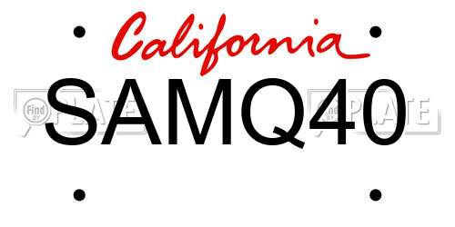 SAMQ40 California License Plate