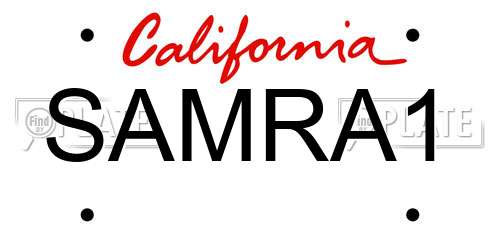 SAMRA1 California License Plate