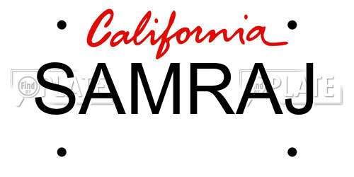 SAMRAJ California License Plate
