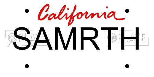 SAMRTH California License Plate