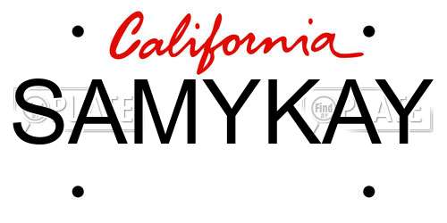 SAMYKAY California License Plate