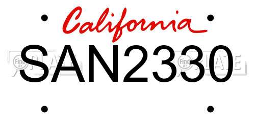 SAN2330 California License Plate