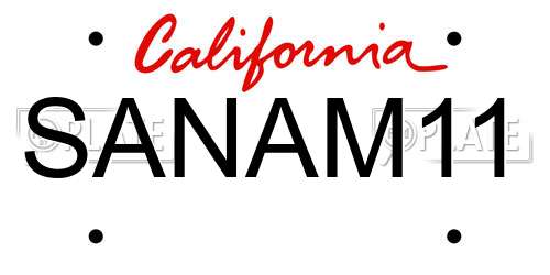SANAM11 California License Plate