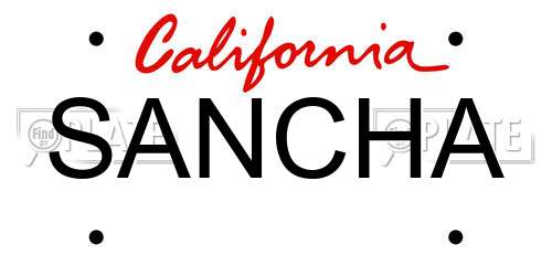 SANCHA California License Plate