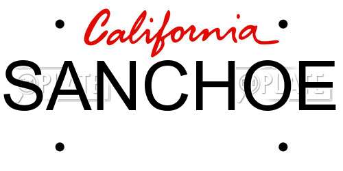 SANCHOE California License Plate