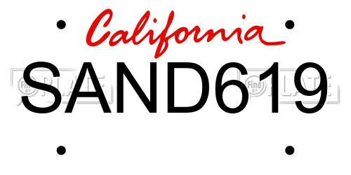 SAND619 California License Plate