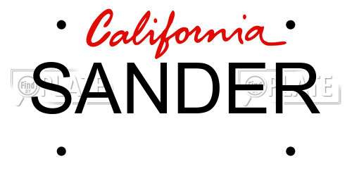 SANDER California License Plate