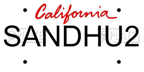 SANDHU2 California License Plate