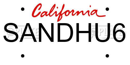 SANDHU6 California License Plate