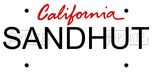SANDHUT California License Plate