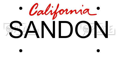 SANDON California License Plate