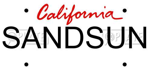 SANDSUN California License Plate