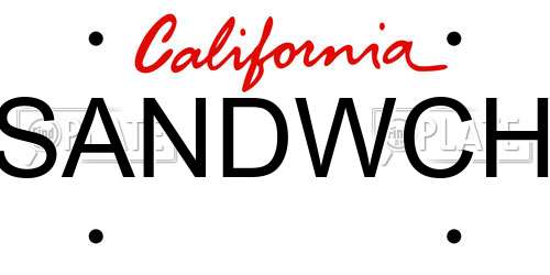 SANDWCH California License Plate