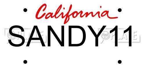 SANDY11 California License Plate