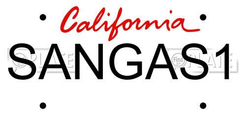 SANGAS1 California License Plate