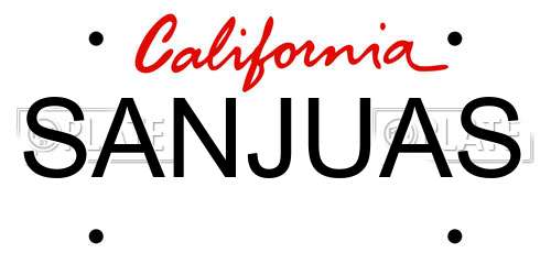 SANJUAS California License Plate