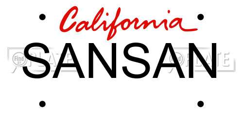 SANSAN California License Plate