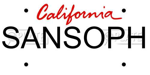 SANSOPH California License Plate