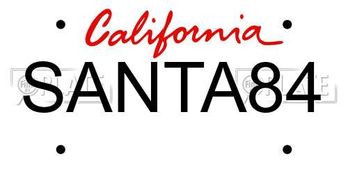 SANTA84 California License Plate