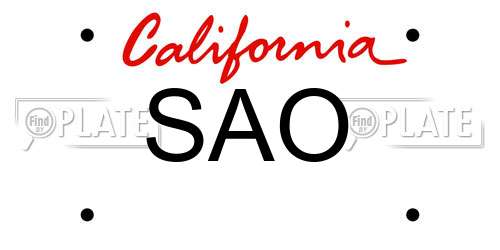 SAO California License Plate