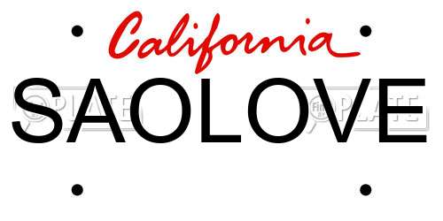SAOLOVE California License Plate
