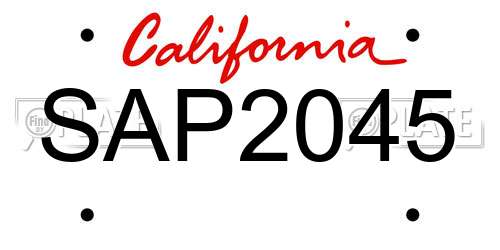 SAP2045 California License Plate