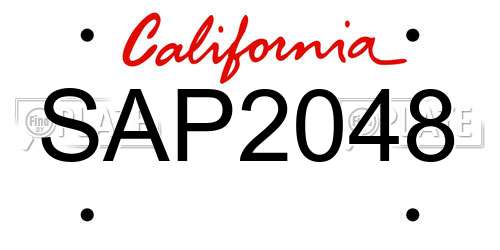 SAP2048 California License Plate
