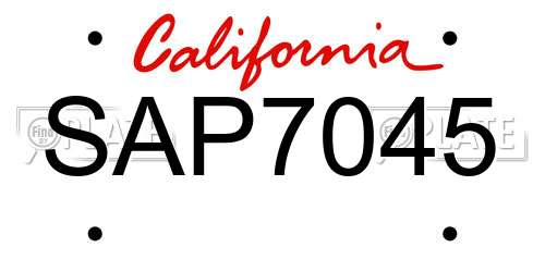 SAP7045 California License Plate