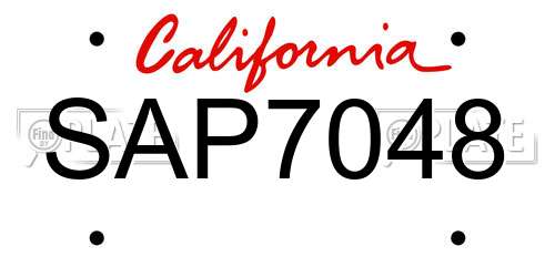 SAP7048 California License Plate