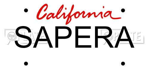 SAPERA California License Plate
