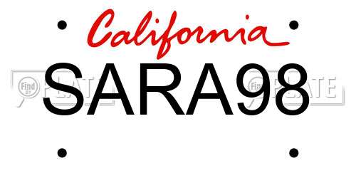 SARA98 California License Plate
