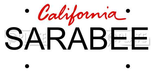 SARABEE California License Plate