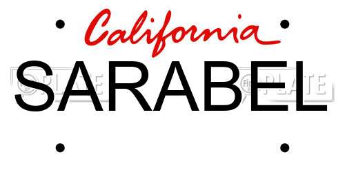 SARABEL California License Plate