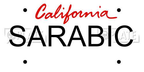 SARABIC California License Plate