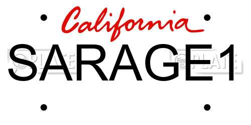 SARAGE1 California License Plate