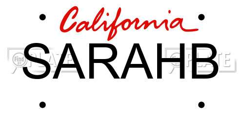 SARAHB California License Plate