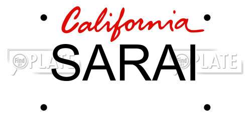 SARAI California License Plate