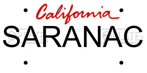 SARANAC California License Plate