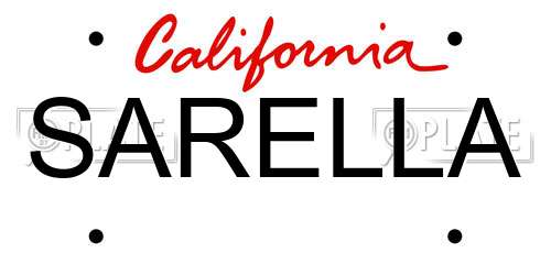 SARELLA California License Plate