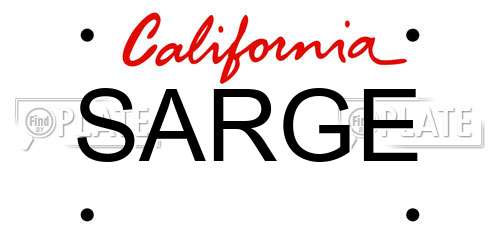 SARGE California License Plate
