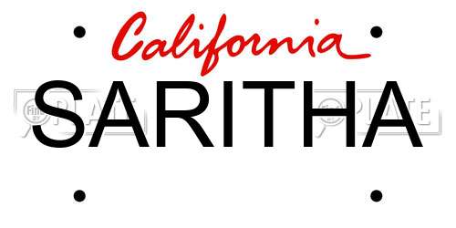 SARITHA California License Plate